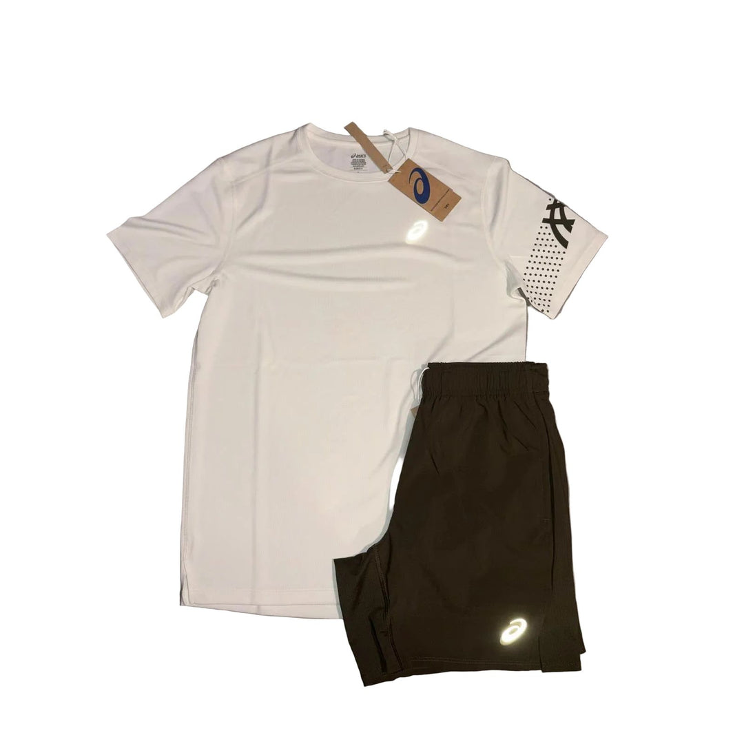 ASICS - Icon Set (Green shorts / Cream T shirt)