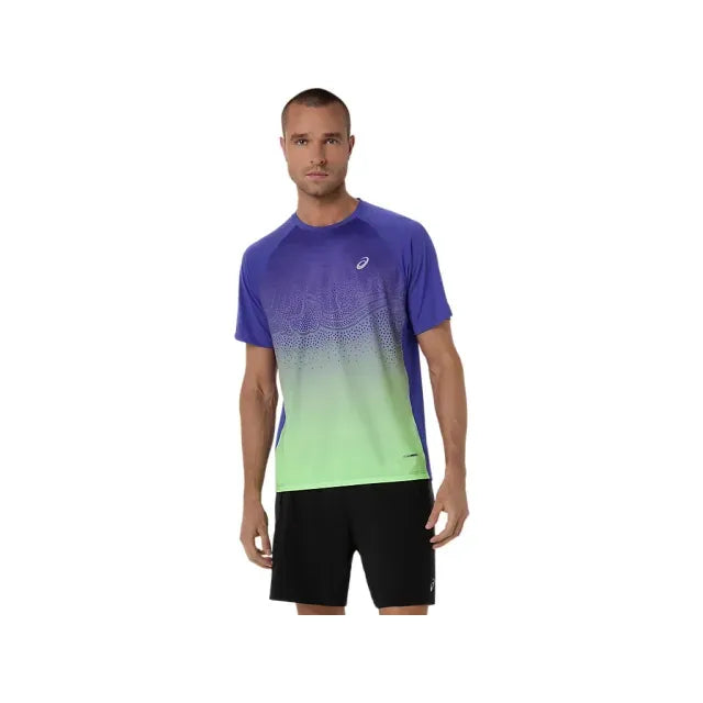 Asics Road Fade Short Sleeve Top - Cobalt Burst/Illuminate Green