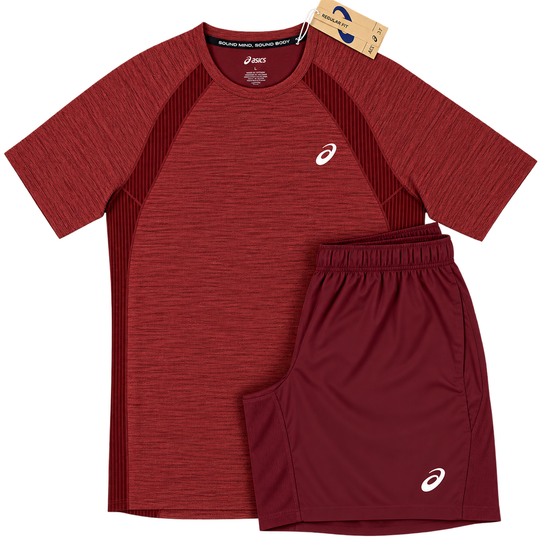 Asics Road Core Top & Core Shorts - Maroon