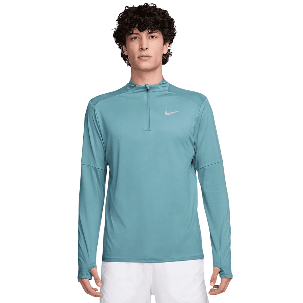 Nike Long Sleeve Dri Fit 1/4 Zip Running Top - Denim Turquoise